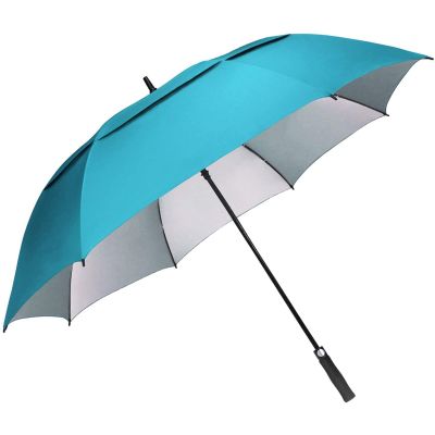 G4Free 62 inch Extra Large Windproof Golf Umbrella Automatic Open Umbrella Double Canopy Vented Sun UV Protection Oversize Stick Umbrellas?Sky Blue?