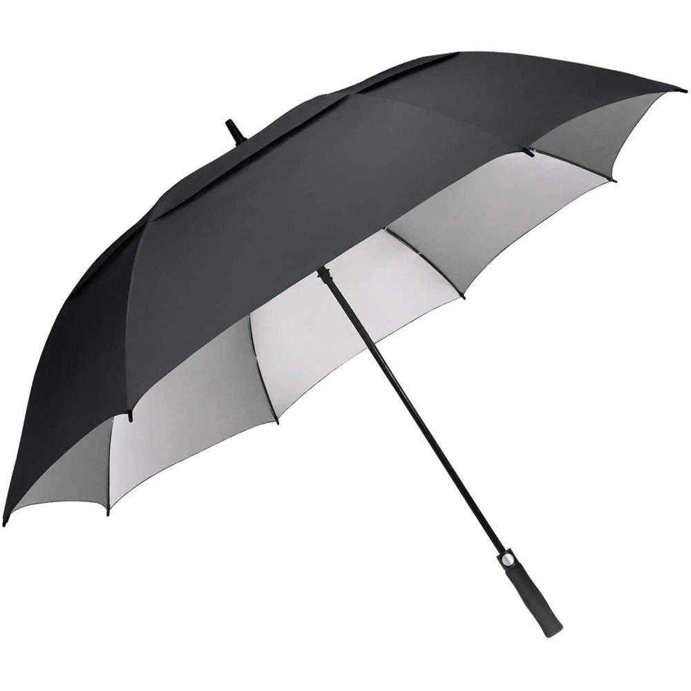G4Free 62 inch Extra Large Windproof Golf Umbrella Automatic Open Umbrella Double Canopy Vented Anti UV Sun Protection Oversize Stick Umbrellas?Black?