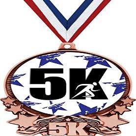 5K Medals, 3" Runner 5K Blue Stars Medal, Great 5K Running Medal Awards Bronze 50 Pack Prime