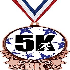 5K Medals, 3" Runner 5K Blue Stars Medal, Great 5K Running Medal Awards Bronze 50 Pack Prime