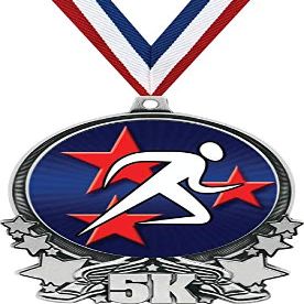5K Medals, 3" Abstract Running Medal, Great 5K Running Medal Awards Silver 50 Pack Prime