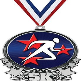 5K Medals, 3" Abstract Running Medal, Great 5K Running Medal Awards Silver 50 Pack Prime