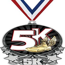 5K Medals, 3" 5K Winged Foot Medal, Great 5K Running Medal Awards Silver 50 Pack Prime