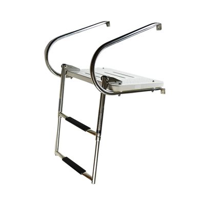 MARINE CITY 2-Step I/B Swim Telescoping Folding Ladder  304 Stainless Steel, Anti-Slip, Corrosion-Resistant, 400lb Capacity, Compact & Easy to Store, for Marines, Boats, Yachts, Swimming Pools