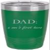 Dad: A Son's First Hero Stainless Steel Engraved Insulated Tumbler 20 Oz Travel Coffee Mug, Green view 1