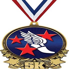 5K Medals, 3" Majestic Winged Foot Medal, Great 5K Running Medal Awards Gold 50 Pack Prime
