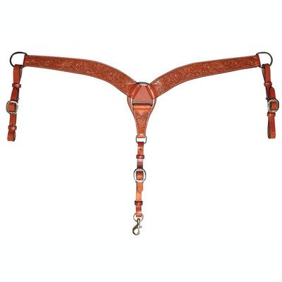 Circle Y 2" Wide Contoured Classic Floral Breast Collar for Horse, Regular Oil