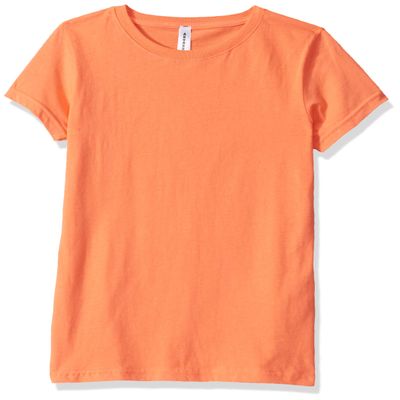 AquaGuard Girls' Big Sportswear Fine Jersey Longer Length T-Shirt, Papaya, XS