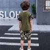 FTSUCQ Boys Camouflage Uniform Soldiers Shirt Top + Shorts (130CM/6 Years) view 4