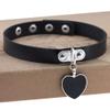 Jurxy 3PCS Heart Choker Necklace PU Leather Goth Choker Collar with Heart Pendant Punk Collar Adjustable Size  Black White Red view 2