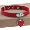 Jurxy 3PCS Heart Choker Necklace PU Leather Goth Choker Collar with Heart Pendant Punk Collar Adjustable Size  Black White Red view 3