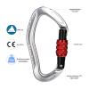 XINDA 22KN Screwgate Climbing Carabiner Clip, Heavy Duty Offset D-Ring Locking Carabiner Large, CE UIAA Certified Carabiner Hooks for Climbing Hammock (2 pcs Silver) view 2
