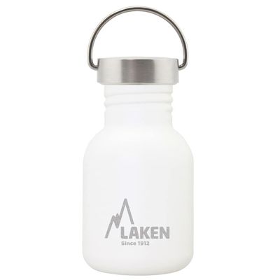 LAKEN Unisex - Adults Very Robust Stainless Steel Bottle 0.35L White with Vintage Lid 0.35 L