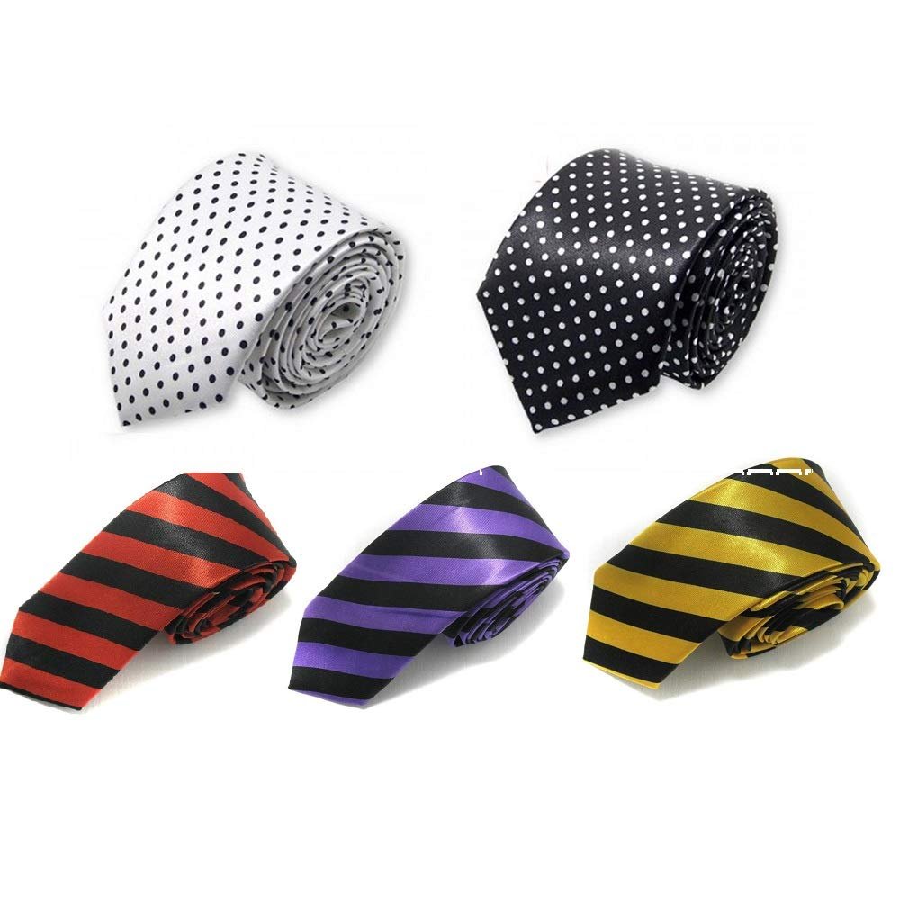 145CM Men's Tie Squared Dot Pattern Neck Tie Black White+Gift Box (A2)