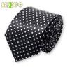 145CM Men's Tie Squared Dot Pattern Neck Tie Black White+Gift Box (A2) view 3