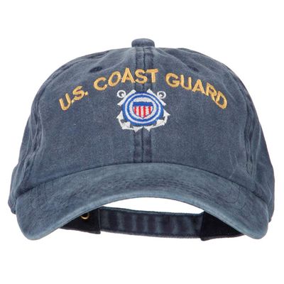 US Coast Guard Logo Embroidered Washed Cotton Twill Cap - Navy OSFM