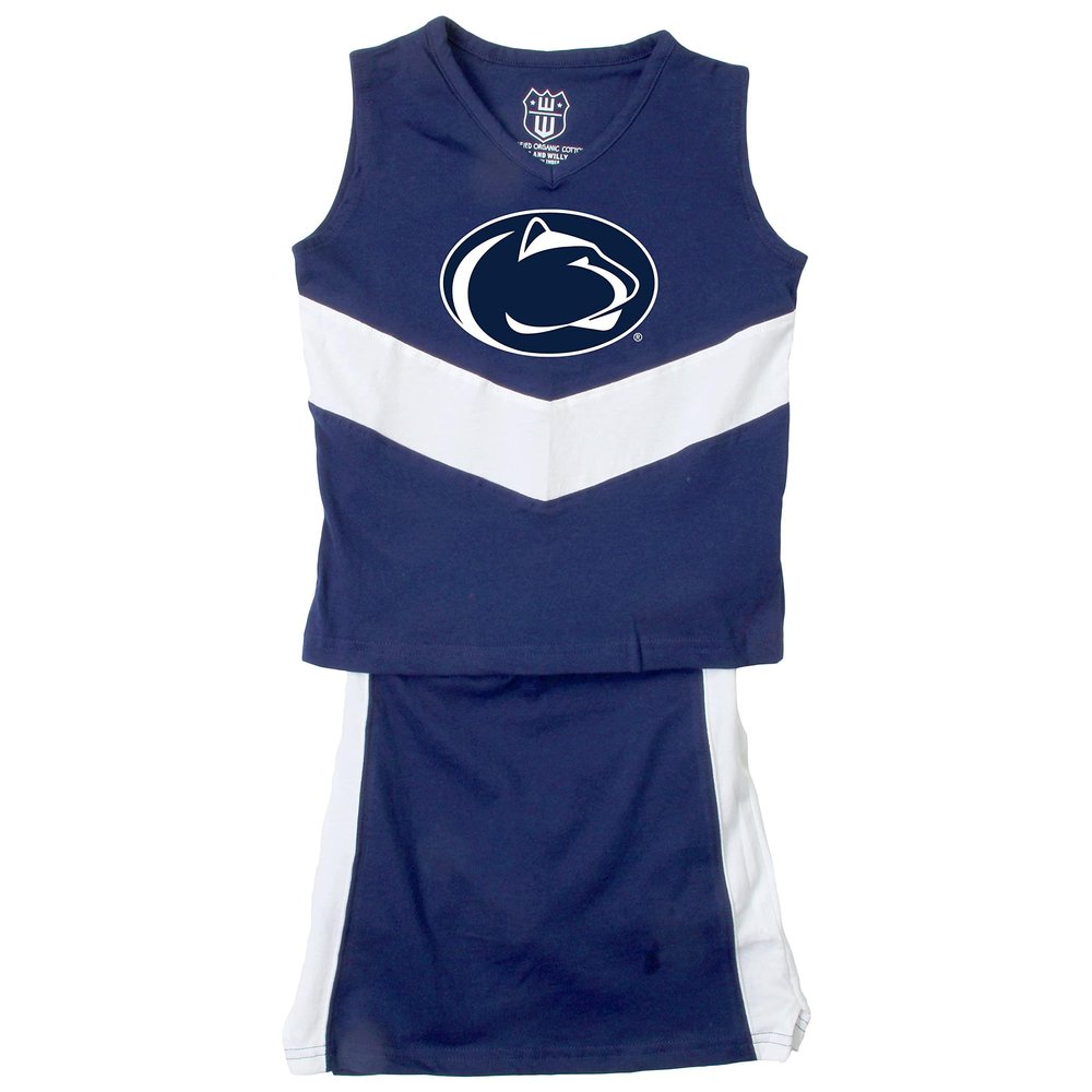 Wes and Willy Girls and Toddlers Game Day Cheering Outfit (Penn State, 4)