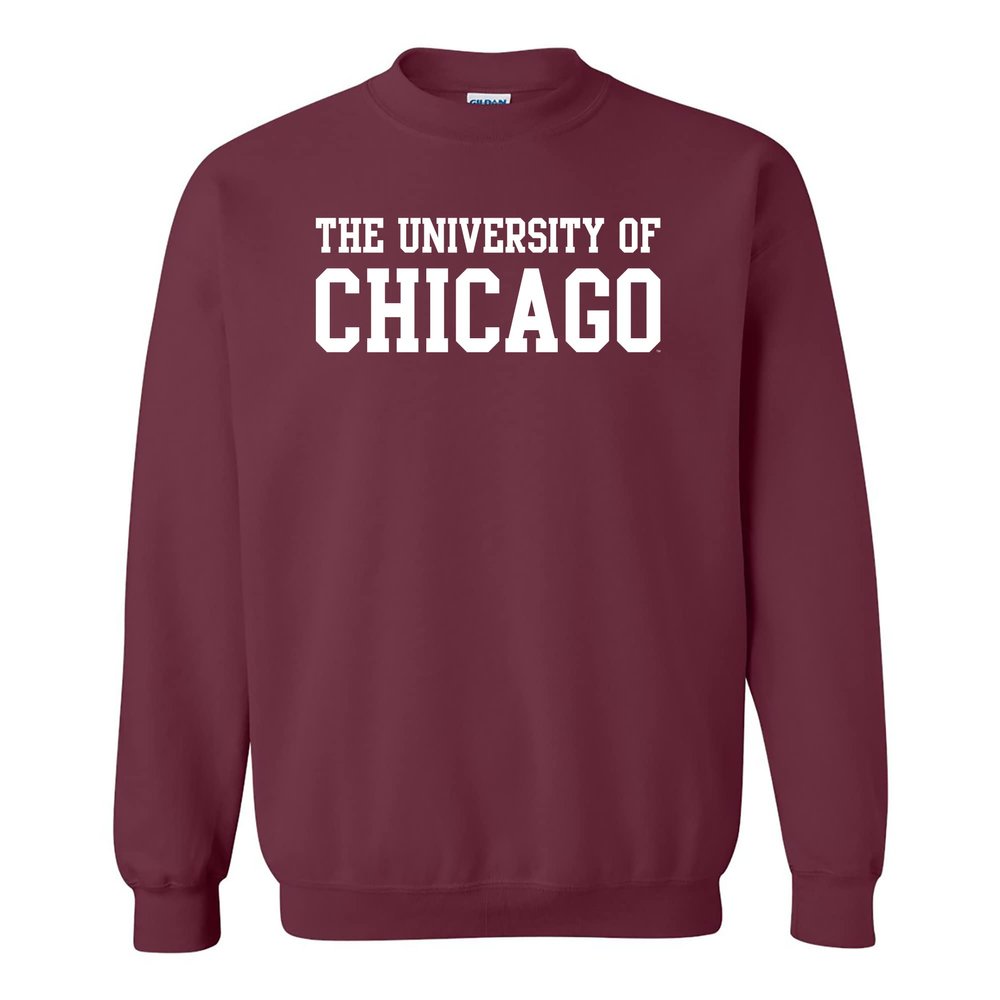 UGP Campus Apparel AW01 - UChicago Maroons Basic Block CREW SWEATSHIRT - Small - Maroon