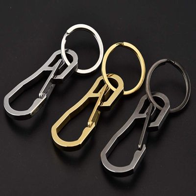 Alsmiley 3pcs Stainless Steel Carabiner Clip Retractable Ring Set Keychain Quick Release Hooks for Men Women Black/Gold/Silver
