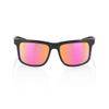 100% Hakan Sport Wrap Around Sunglasses - Durable, Lightweight Active Performance Eyewear w/Rubber Temple & Nose Grip (Polished Black - Purple Multilayer Mirror Lens) view 2