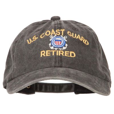 US Coast Guard Retired Embroidered Washed Cotton Twill Cap - Black OSFM