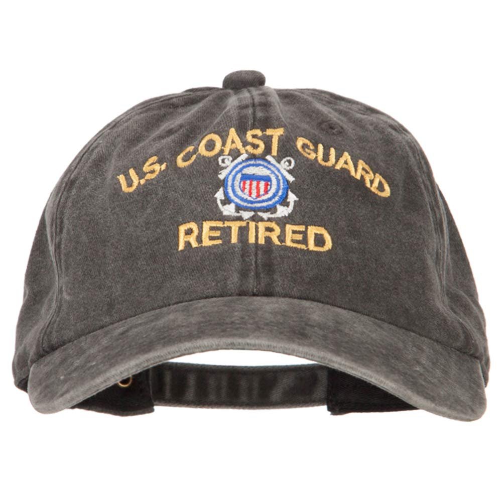 US Coast Guard Retired Embroidered Washed Cotton Twill Cap - Black OSFM