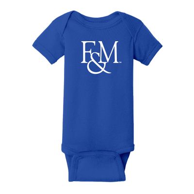 UGP Campus Apparel YC02 - Franklin & Marshall Diplomats Primary Logo Infant Creeper Bodysuit - 12 Month - Royal