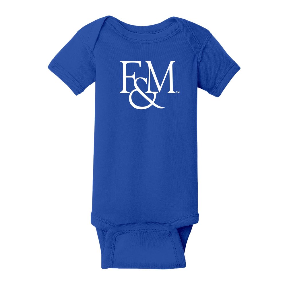 UGP Campus Apparel YC02 - Franklin & Marshall Diplomats Primary Logo Infant Creeper Bodysuit - 12 Month - Royal