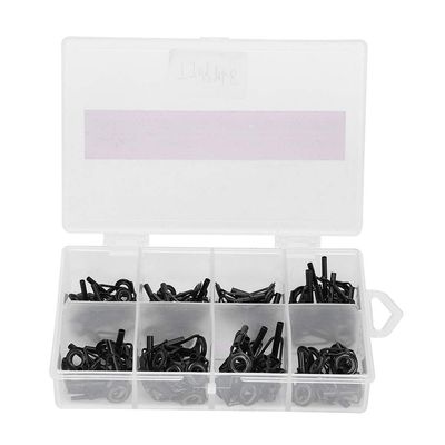 Alomejor 80pcs Fishing Rod Guides Set ProStainless Steel 8 Sizes Eye Ring Sea Fishing Pole Line Set with Case for Saltwater Freshwater Fishing
