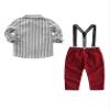 Abolai Gentleman Boys Clothing Set Bow Ties Shirts + Suspenders Pants Outfits Suits Grey 120 view 2