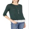 A. Byer Junior's Cinch Sleeve Top with Chiffon Hangdown, Pine, X-Large view 1