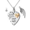 weikui Cremation Jewelry for Ashes Pendant Always in My Heart Urn Necklace for Women/Men Stainless Steel Angel Wings Memorial Keepsake Jewelry-Nana (April) view 1