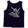 0153. Good Vibe Society Bones Hand Shaka Cool Vintage Graphic Men's Tank Top (Navy Blue, Large) view 3