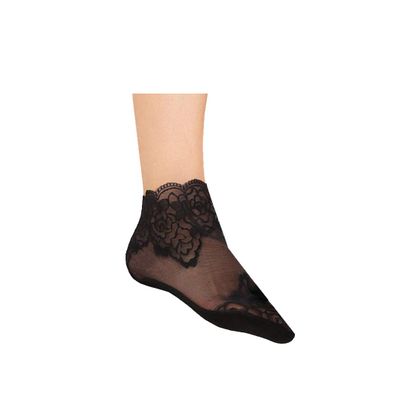 Long-Perfect Ultrathin Lace Socks Cotton Bottom Transparent Elastic Short Socks,Mesh Ankle Socks (Black-4 pairs)