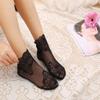 Long-Perfect Ultrathin Lace Socks Cotton Bottom Transparent Elastic Short Socks,Mesh Ankle Socks (Black-4 pairs) view 2
