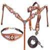 Showman Multi-Colored Beaded Cross Design Leather Headstall & Breast Collar Set view 1