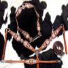 Showman Multi-Colored Beaded Cross Design Leather Headstall & Breast Collar Set view 2