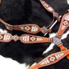 Showman Multi-Colored Beaded Cross Design Leather Headstall & Breast Collar Set view 3
