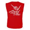 0153. Good Vibe Society Bones Hand Shaka Cool Vintage Graphic Men's Muscle Tank Sleeveles t Shirt (Red X Large) view 3