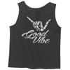 0153. Good Vibe Society Bones Hand Shaka Cool Vintage Graphic Men's Tank Top (Charcoal, Small) view 3