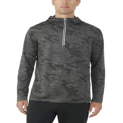 Russel Exclusive Men's Camo Jacquard Quarter Zip Hoodie (Grey Camo, X-Large XL, 46-48)