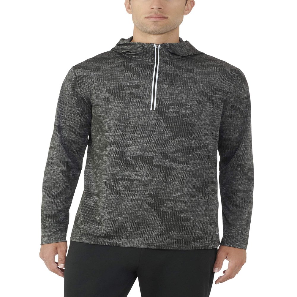 Russel Exclusive Men's Camo Jacquard Quarter Zip Hoodie (Grey Camo, X-Large XL, 46-48)