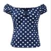 1950s Vintage Retro Dolores Top Rockabilly Pinup (US14, Navy/White Polka Dot) view 1
