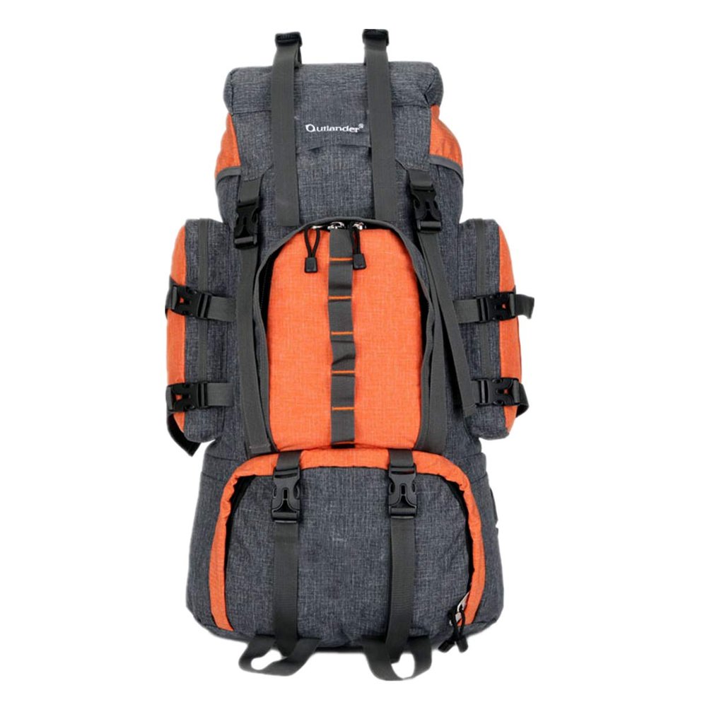UNISTRENGH 55L Backpack Internal Frame Hiking Backpacking Lightweight Water Resistant Nylon Travel Packs with Rain Cover (Orange)