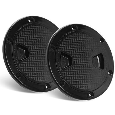 Amarine Made 2 Pack of 6 in Boat Round Non Slip Inspection Hatch,Detachable Cover and Pre-drilled Holes in Deck Plate Easily to Install (6" Black)