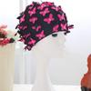 Fashion Flower Swim Cap for Women, Floral Petal Butterfly Pattern Retro Style Bathing Caps Handmade Floral Cap Keep Long Hair Dry view 2