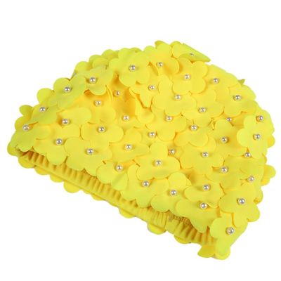 Fashion Flower Swim Cap for Women, Floral Petal Butterfly Pattern Retro Style Bathing Caps Handmade Floral Cap Keep Long Hair Dry