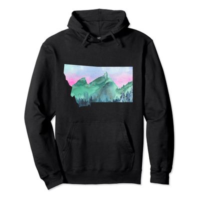 Watercolor Painting Montana Hoodie State Local Pride