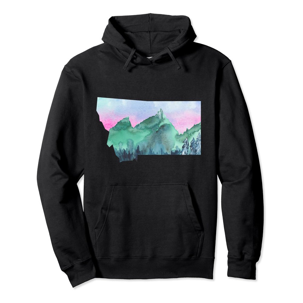 Watercolor Painting Montana Hoodie State Local Pride