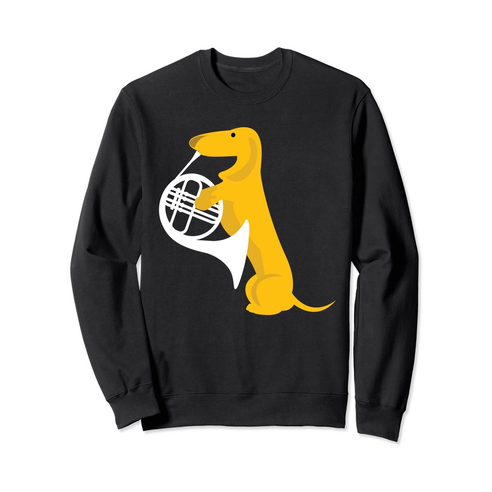French Horn Sweatshirt With Dog French Horn Player